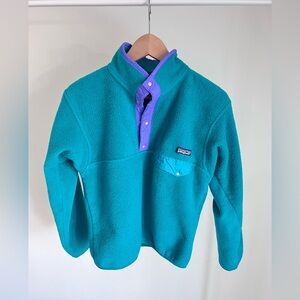 Vintage Patagonia snap-T Teal and Purple Fleece pullover Small
